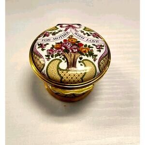 Halcyon Days Enamels 1995 "FOR MOTHER WITH LOVE" Trinket Box 25th Anniversary